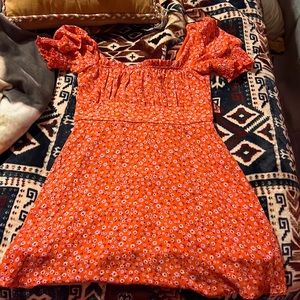 Floral orange dress